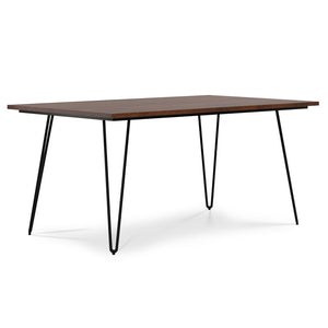 English Elm Hunter Modern Industrial Dining Table 66x40 in Solid Mango Wood Top with Black Hairpin Legs, Durable Finish Brown B136P203494