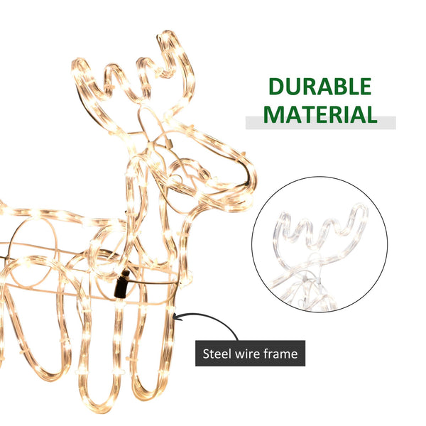 English Elm Outsunny LED Reindeer & Sleigh Outdoor Decoration with 192 Warm Lights, Steel Frame, IP44 Waterproof (90) W2225P173953