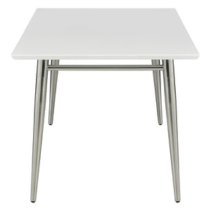 OSP Home Furnishings Brooklyn Matte Wood Top Coffee Table with Brushed Nickel Frame for Modern Living White MG1242S-WH