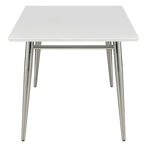 OSP Home Furnishings Brooklyn Matte Wood Top Coffee Table with Brushed Nickel Frame for Modern Living White MG1242S-WH