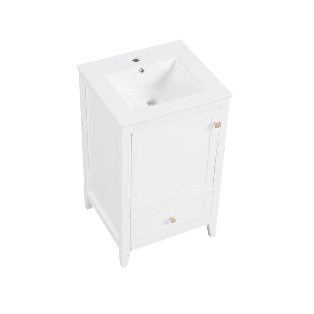 English Elm 20" Modern Bathroom Vanity With Soft-Close Door, Ceramic Sink & Storage Drawer For Small Spaces N725P185452K