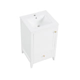 English Elm 20" Bathroom Vanity With Sink, Bathroom Cabinet With Soft Closing Door, Storage Rack and A Drawer, White