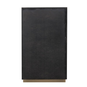 English Elm Contemporary Chic Five-Drawer Chest with Chrome Legs, High-Gloss Coating, Smooth Modern Design Black,Gold 22 L x 34 W x 55 H B2741P369852