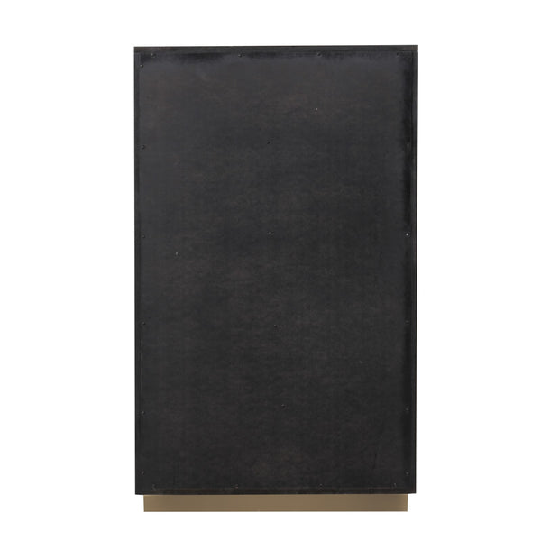 English Elm Contemporary Chic Five-Drawer Chest with Chrome Legs, High-Gloss Coating, Smooth Modern Design Black,Gold 22 L x 34 W x 55 H B2741P369852