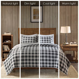 Woolrich Buffalo Check Lodge/Cabin Oversized Quilt Mini Set WR14-2022 Gray