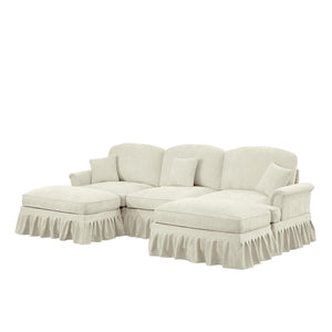 English Elm Classic Comfy Modular U-Shape Sectional Sofa: Stylish Chenille Couch With Flared Arms & Ottomans W3041S00235