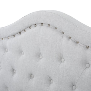 English Elm Upholstered Queen Platform Bed Arched Nailhead Tufted Frame No Box Spring Needed N761S6054002E