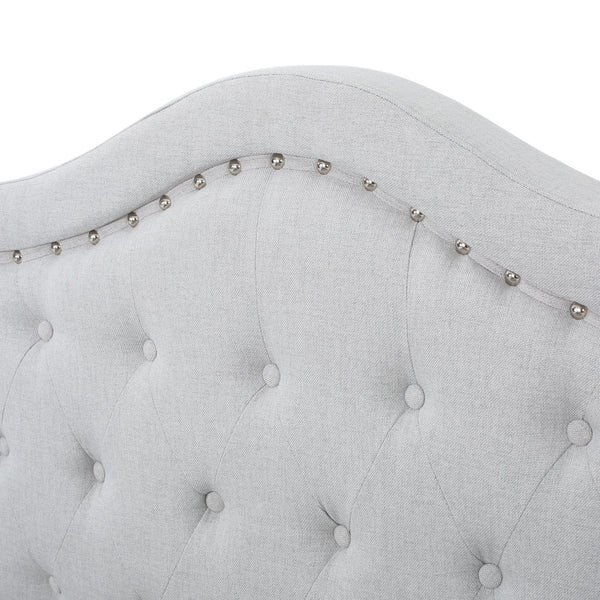 English Elm Upholstered Queen Platform Bed Arched Nailhead Tufted Frame No Box Spring Needed N761S6054002E