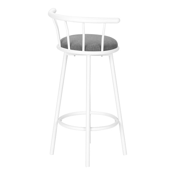 English Elm Barstool, Set of 2 with 360° Swivel, Cushioned Grey Fabric Seats, Sturdy Metal Frame, Contemporary Comfort White 30 L x 23 W x 12 H B2710P219019