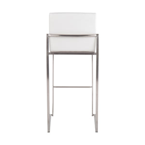 English Elm Fuji 30" High Back Barstools Set Of 3 - Stylish Stainless Steel & White Faux Leather For Modern Spaces B202P222210