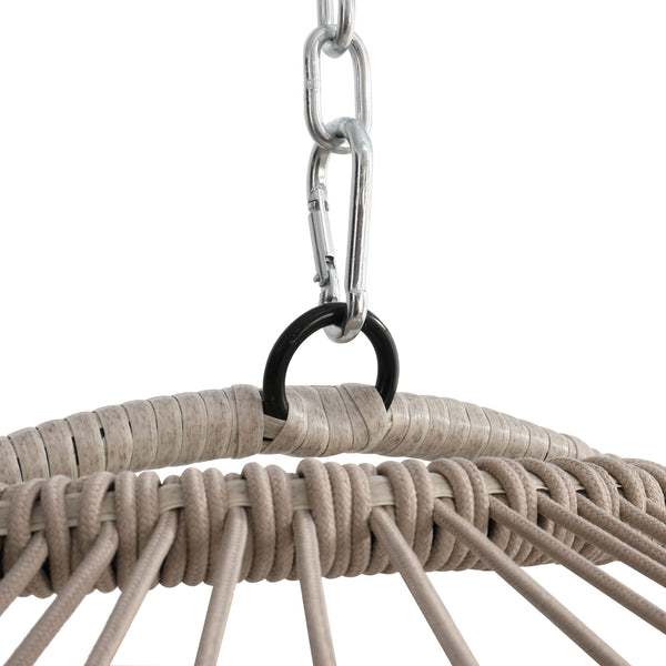 English Elm Outdoor rattan egg swing chair with fold-away HDPE wicker, stainless kit, cushioned cocoon for patio Red W2500P231669