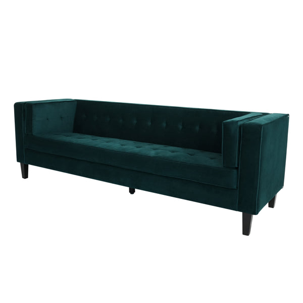 English Elm Christopher Knight Home® - 3-Seater Elegant Tufted Velvet Sofa with Solid Eucalyptus Frame, High-Density Foam Cushions and Dark Wood Legs Frosty Green N765P165496