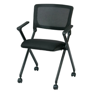 OSP Home Furnishings Folding Chair with Mesh Back Cushioned Seat and Metal Frame for Office or Conference Use FC8483-231