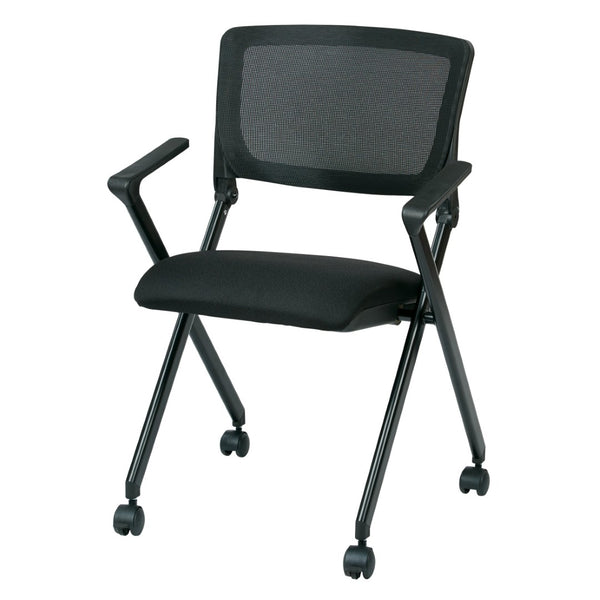 OSP Home Furnishings Folding Chair with Mesh Back Cushioned Seat and Metal Frame for Office or Conference Use FC8483-231