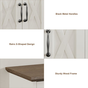 English Elm Farmhouse Vintage Wall Cabinet with Towel Rack, 3 Hooks & Adjustable Shelf — Beige Brown MDF Storage T3771P352295