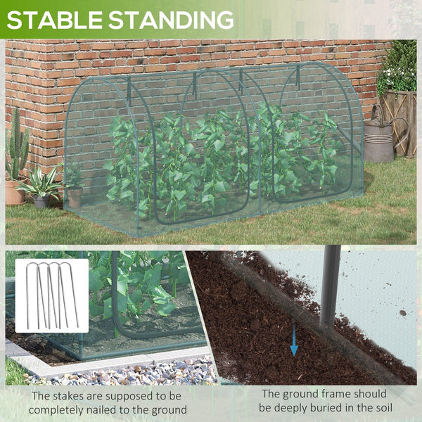 English Elm Outsunny Garden Crop Cage Hdpe Mesh Plant Protection Tent with Zippered Access Doors W2225P174512