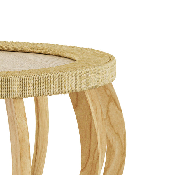 English Elm 35.43"vintage Woven Rattan Round Coffee Table Curved Wood Legs Boho Living Room W757P383547