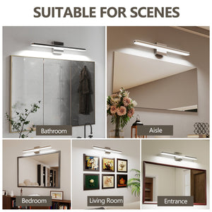 English Elm Modern Led Bathroom Vanity Light Fixtures - Dimmable Chrome Wall Sconces For Elegant Illumination W2312P374947