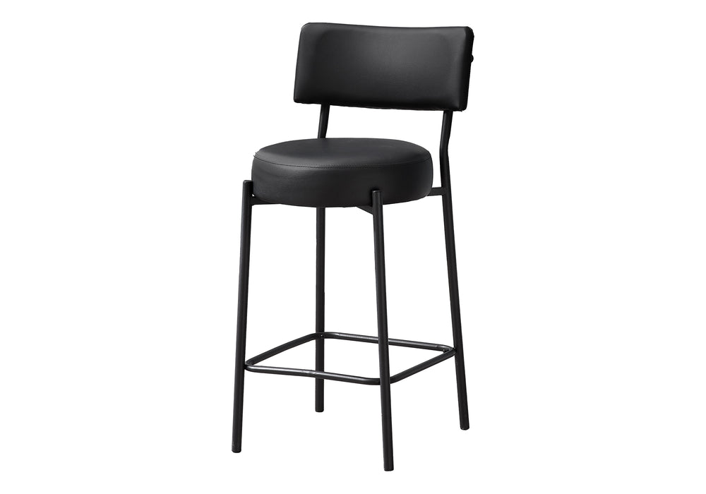 English Elm Barstool, Contemporary Set Of 2 Counter Height Chairs With Black Leather Look & Metal Legs, Stylish Comfort B2710P287019