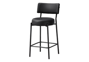 English Elm Barstool, Contemporary Set Of 2 Counter Height Chairs With Black Leather Look & Metal Legs, Stylish Comfort B2710P287019