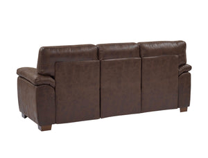 English Elm Vintage Tufted Leather Three Seat Sofa with Rolled Arms for Classic Living Rooms B343S00045