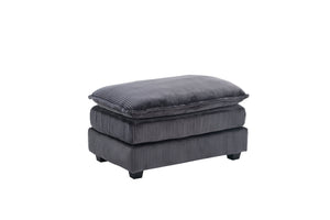 English Elm Corduroy Plush 2-Seat Sofa with 2 Back Cushions, Toss Pillows & Ottomans — Deep Seat Comfort Grey W2363S00064