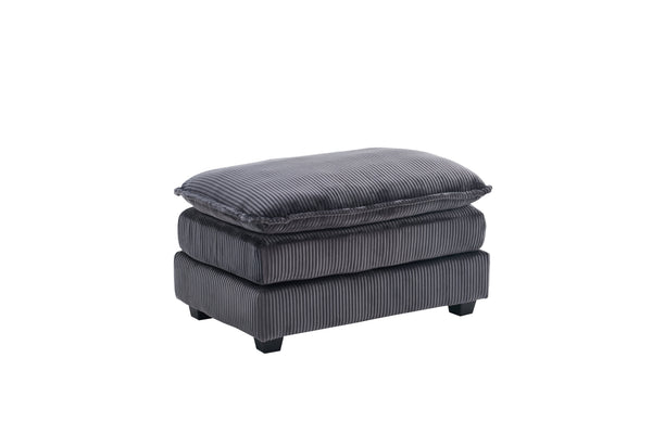 English Elm Corduroy Plush 2-Seat Sofa with 2 Back Cushions, Toss Pillows & Ottomans — Deep Seat Comfort Grey W2363S00064