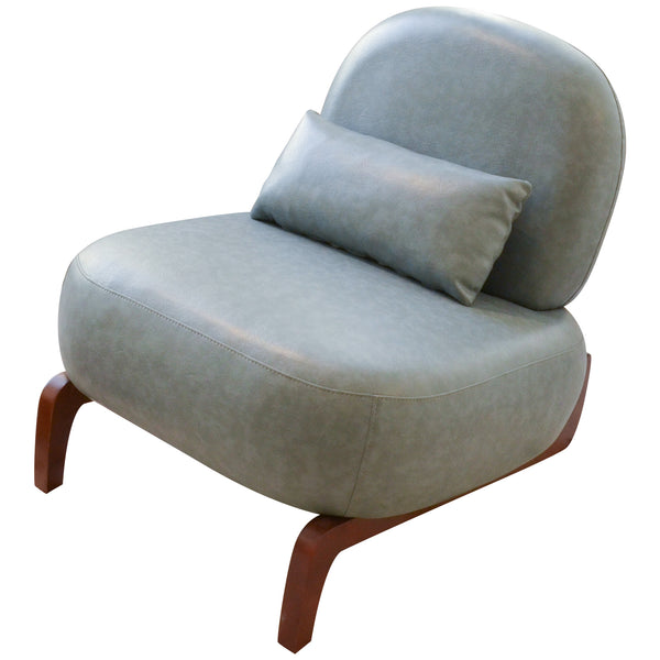 English Elm Cute Faux Leather Armless Accent Chair Solid Wood Legs Cushioned Seat Modern Blue W2105P440973
