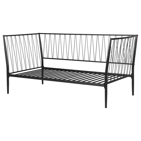 English Elm Vertigo Powder-coated Metal Twin Daybed with Slatted Backrest for Modern Spaces B062S01656