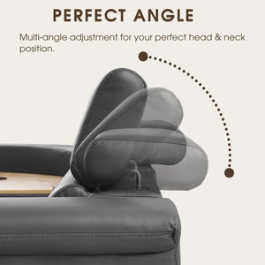 English Elm 5-seater Air Leather Power Reclining Sectional with Led Bluetooth Subwoofer and Lift Cabinet Dark Grey W1191S00125