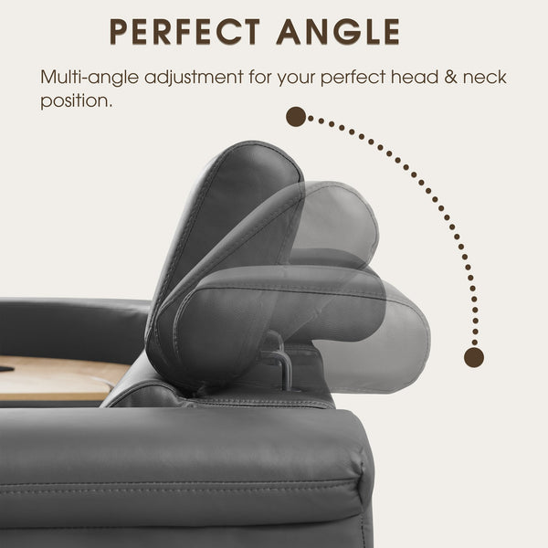 English Elm 5-seater Air Leather Power Reclining Sectional with Led Bluetooth Subwoofer and Lift Cabinet Dark Grey W1191S00125