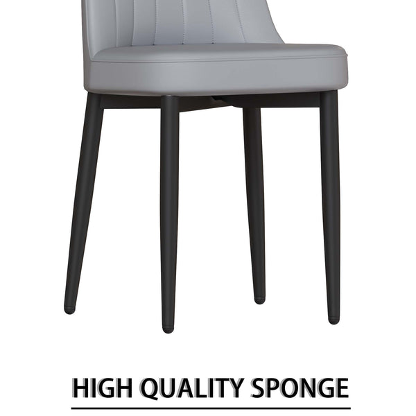 English Elm 55 Modern 4-Person MDF Dining Table Set with Sturdy Black Metal Legs and Padded PU Chairs for Families Grey+White W2189S00733