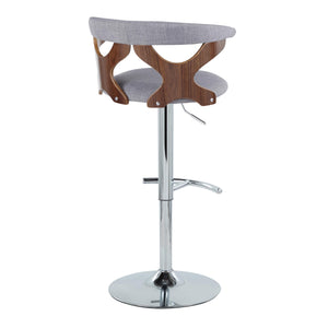 English Elm Contemporary Swivel Barstools with Cut-out Back Faux Leather Seat and Wood Accents Set Grey B202S00863