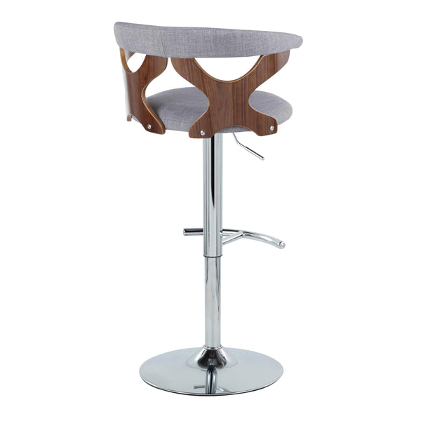 English Elm Contemporary Swivel Barstools with Cut-out Back Faux Leather Seat and Wood Accents Set Grey B202S00863