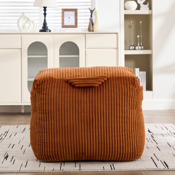 English Elm Big Corduroy Lounger Bean Bag with Ottoman Memory Foam Fill for Living Room Orange W395P435350