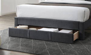 English Elm Luxury Corduroy Platform Full Bed with Storage Drawer and Channel Tufted Headboard B011P418592