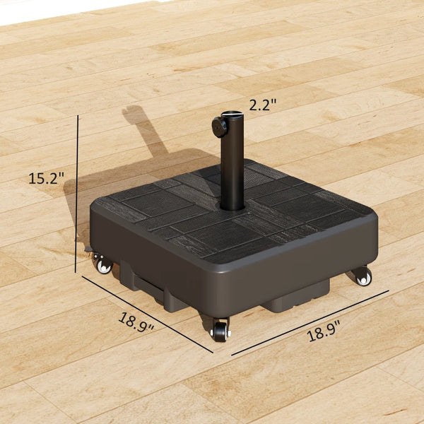 English Elm Mobile Patio Umbrella Base with Wheels Hdpe Fillable 77 Lb Weighted Outdoor Stand T3971P476496