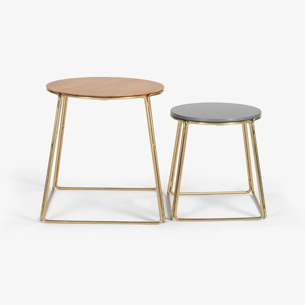 English Elm Marble C-shaped Sofa Side Table with Gold Metal Frame Glam Living Room Accent B346P320753