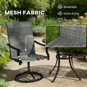 English Elm High Back Swivel Outdoor Patio Chairs with Breathable Mesh and Powder Coated Steel Frame Black,Gray T3971P444480