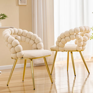 English Elm Modern Velvet Bubble Back Dining Chairs with Gold Legs Glam Accent Seating Set of 2 W3875P437077