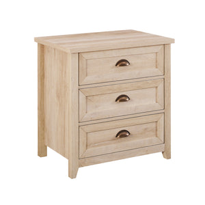 English Elm Walker Edison - Transitional Farmhouse 3-Drawer Nightstand with Framed Faces, Cup Handles, Smooth Glides, Durable MDF Finish Brown 30 L x 22 W x 8 H B185P169302