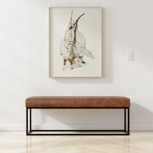 English Elm Candice Full-grain Leather Bench with Metal Base for Bedroom or Entryway B136P436947