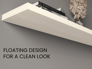 English Elm Ecco 47" Floating Shelves Set of 2 White Oak – Sleek Matte Finish, Hidden Brackets, Sturdy Display B200P363784