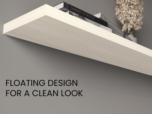 English Elm Ecco 47" Floating Shelves Set of 2 White Oak – Sleek Matte Finish, Hidden Brackets, Sturdy Display B200P363784