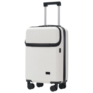 English Elm Luggage 5 Piece Hardside Abs Set with Front Access Carry on and Tsa Spinner Wheels White N732P391579K