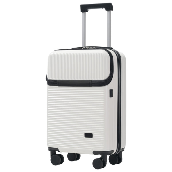 English Elm Luggage 5 Piece Hardside Abs Set with Front Access Carry on and Tsa Spinner Wheels White N732P391579K