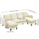 English Elm Off White Chenille Sectional Sofa, U Shaped Sofa Couch With High Density Memory Foam, 4 Seat Comfy Modular Sofa Couch For Living Room, Modern U Shaped Sectional Sofa,U Shaped-Off White