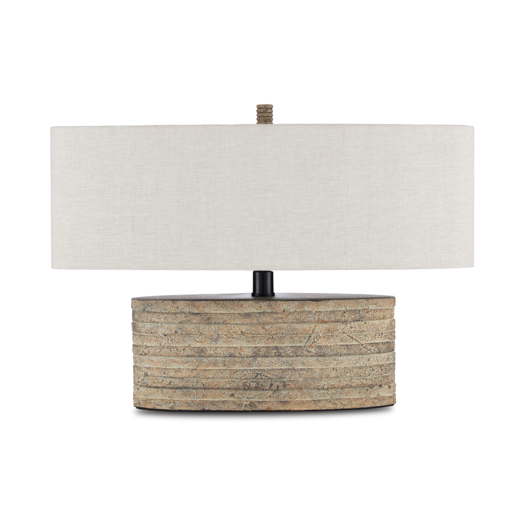Innkeeper Rustic Oval Table Lamp - Elegant Terracotta Design with Vanilla Linen Shade for Home Decor