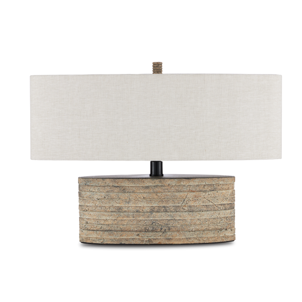 Innkeeper Rustic Oval Table Lamp - Elegant Terracotta Design with Vanilla Linen Shade for Home Decor