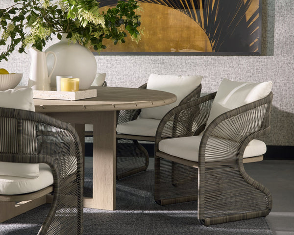 Sunpan Toulon Dining Chair - Modern Outdoor Seating with Sculptural Design, Stackable and Eco-Friendly Style